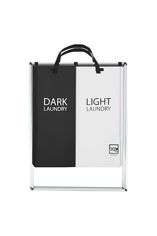 Box&Box İki Bölmeli Çamaşır Sepeti Beyaz - Siyah