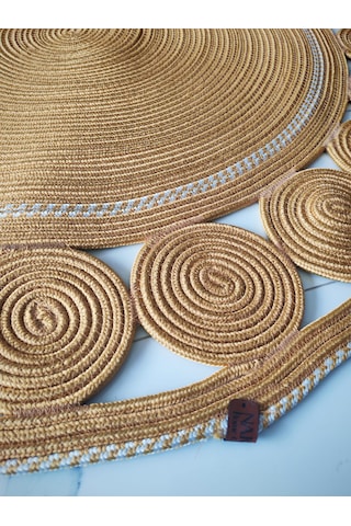 Nakkaş Home 120x120 Jüt Yuvarlak Gold Kilim