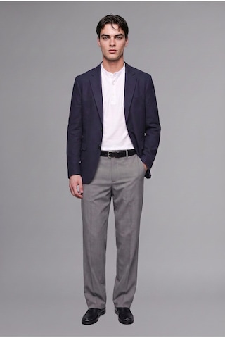 Defacto Slim Fit Çentikli Yaka İki Düğmeli Blazer Ceket F7690ax26aunv64 Lacivert-nv64
