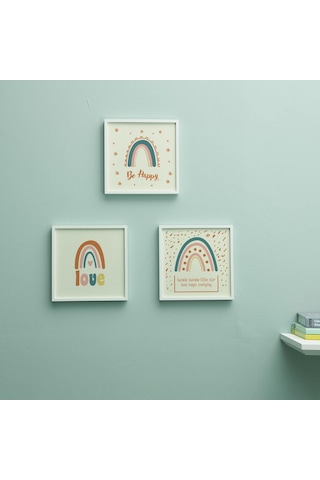 Lexroo Bebek Odası İçin Minimal Tasarımlı Çerçeve 3'lü 20x20 Cm Çok Renkli