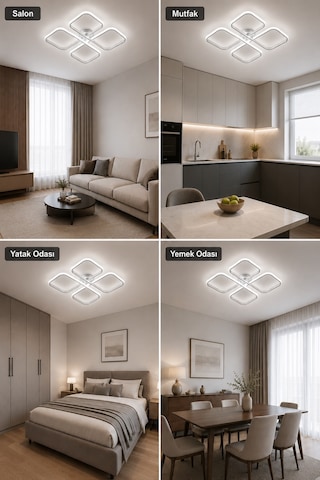 Nuvo Led Plafonyer Avize 3 Renk Kumandalı Gri