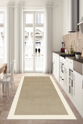 West Home Dijital Baskı Yıkanabilir Kaymaz Taban Salon Halısı Mutfak Halısı Koridor Halısı Wh 455 Beige
