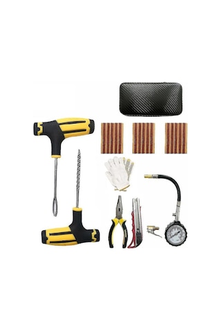 Teltree Otomobil Lastik Tamir Seti, Hızlı Tamir Araçları, Vakum Lastikler İçin, 15 Tırnaklı Plug Ve Gereçler, Taşınabilir Kutuda