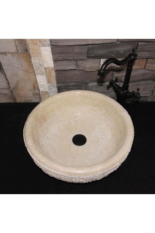 Klasik Traverten Dikey Patlatma Lavabo