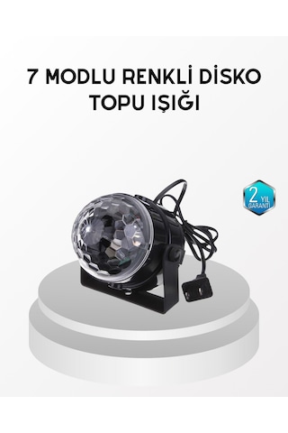 7 Renk Modlu Müzik Sensörlü Disko Topu Led Işıklı Parti Aydınlatması Renkli