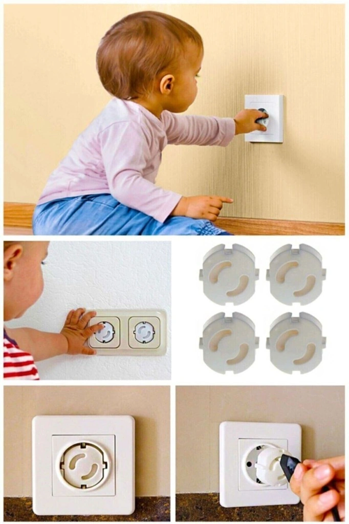 4 'lü Paket Çocuk Bebek Güvenlik Koruyucu Priz Kapatıcı Priz Kilidi Ev Ofis Priz Kapatıcı Emniyet