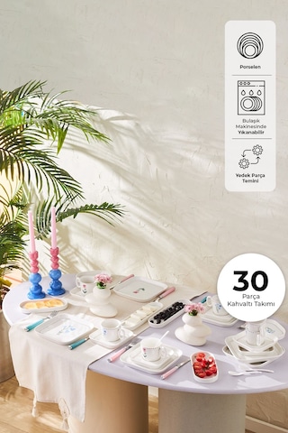 Emsan Viola Porselen 30 Parça 6 Kişilik Kahvaltı Takımı