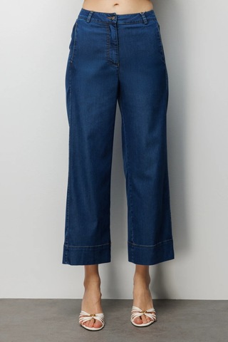 Ekol Kadın Yüksek Bel Bol Paça Pantolon 4088 Indigo Indigo