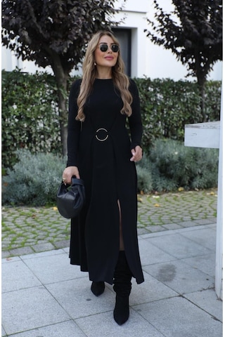 Bhrwear Kadın Uzun Kollu Bisiklet Yaka Önden Halka Detaylı Yırtmaçlı Uzun Viskon Iki Iplik Elbise Renkli Bhrwear Kadın Uzun Kollu Bisiklet Yaka Önden Halka Detaylı Yırtmaçlı Uzun Viskon Iki Iplik Elbise Renkli