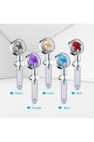 Konesam Altın Turbo Şarjlı El Duşu, Akış Ayarlı, Bir Tuşla Suyu Durdur, 60 Yukarı-aşağı 360 Sağa-sola Döner, Filtreli Şeffaf Kolu Altın