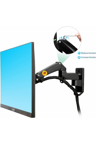 Nb North Bayou F150 1 Adet Tv / Monitör Takılabilen, 17" - 35" Uyumlu, Amortisörlü, Kablo Kanallı, 3-12 Kg Destekli, 360 Dönebilen Duvar Askı Aparatı Nb-f150-g