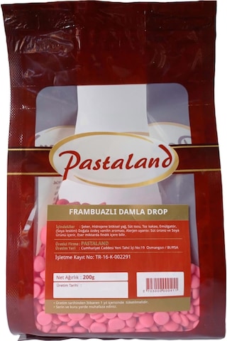 PASTALAND FRAMBUAZLI DAMLA DROP ÇİKOLATA 200 gr