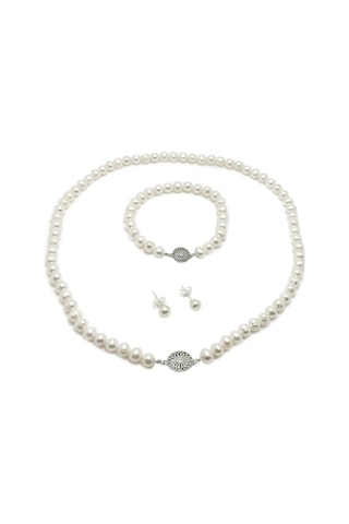 Chavin Doğal İnci Kolye Küpe Bileklik Özel Kutulu Set Ep95by