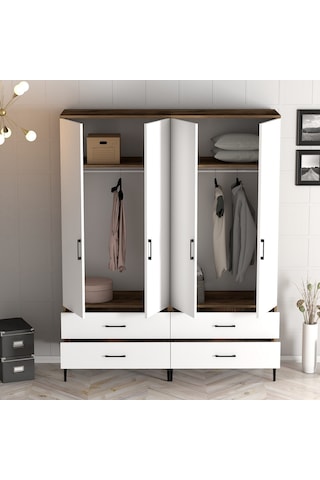 Variant Kumsal 4 Kapılı Tt Gardrop - Ceviz / Beyaz