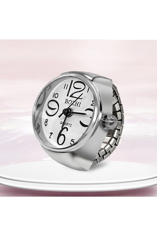 Beyaz İzle Yüzük Erkekler Kadınlar Için Parmak Yuvarlak Kuvars Takı Paslanmaz Çelik Yüzük Sevgilisi Çifti Saatler Beyaz