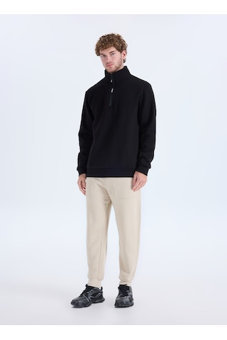 Jeep Dik Relaxed Düz Siyah Erkek Sweatshirt C4wm-swt4256
