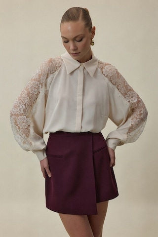 Sateen Talia Şort Etek - Mürdüm-137067 Mürdüm