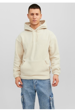 Jack & Jones Göğüs Baskılı Kapüşonlu Sweatshirt - Silverlake 12242470 Moonbeam Siyah