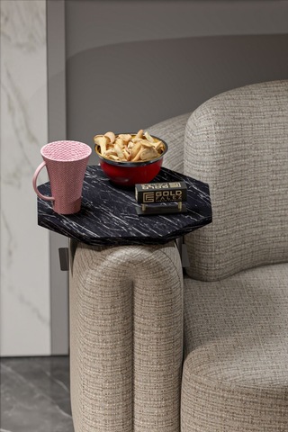 Yan Sehpa Ayarlanabilir Tepsi Dekoratif Modern Tepsi Sekizgen Bendir