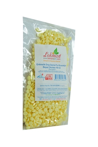 LokmanAVM Beyaz Çikolata Eritmelik Drop Damla Pul Kuvertür 100 G