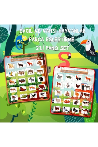 2 Set - 80 Parça Tox Evcil ve Vahşi Parça Birleştirme Oyunu Keçe