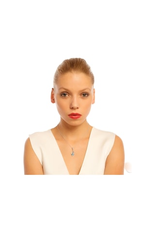 Topaz Melek Kanadı 0.04 Carat Pırlanta Gümüş Kolye Küpe Seti Ei09