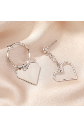 E2112-10 Beyaz K Asimetrik Aşk Aşk Gümüş İğne Küpe Basit Küpe