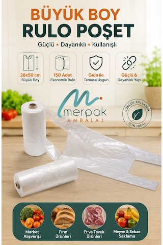 Rulo Poşet Büyük Boy Hışır Atlet Poşet Market Manav Poşeti Çöp Poşeti