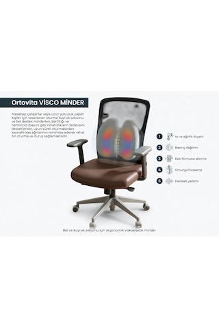 Yeni Nesil Visco Ortopedik Ergonomik Kaymaz Taban Terlemez Sırt Minderi Ofis, Ev, Araç Bel Destek Minderi Gri Rahat Duruş Ortopedik