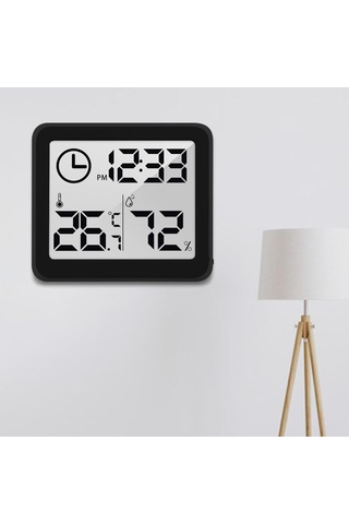Homyl Masaüstü Dijital Saat Pille Çalışan Okuması Siyah02