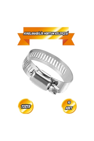 Hortum Kelepçesi Tork Ayarlı 13x19 Mm Paslanmaz Çelik Boru Metal Kelepçe Ayarlanabilir Klips 10 Adet