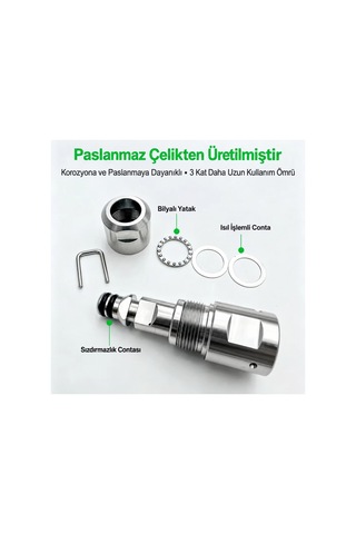 Robeve Bear Force 360 Döner Hortum Bağlantı Aparatı Paslanmaz Çelik Swivel Adaptör, Bilyalı Yataklı Basınçlı Yıkama Hortum Konnektörü Bosch Aquatak Uyumlu