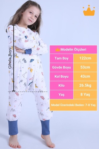 Babyhola Çocuk Mevsimlik Uyku Tulumu 2-8 Yaş 1 Tog 4 Kat Müslin Uzun Kollu Uyku Tulumu Lacivert