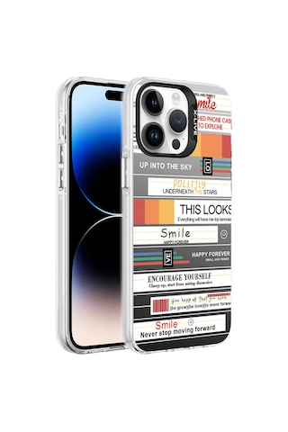 Apple Uyumlu iPhone 14 Pro Max Uyumlu Desenli Zore Silver Sert Kılıf-mottolar Mottolar -