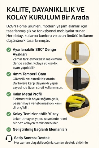 Zeus Gold Çerçeveli Cam Raflı Dresuar Modern İnce Tasarım "100 85 20"