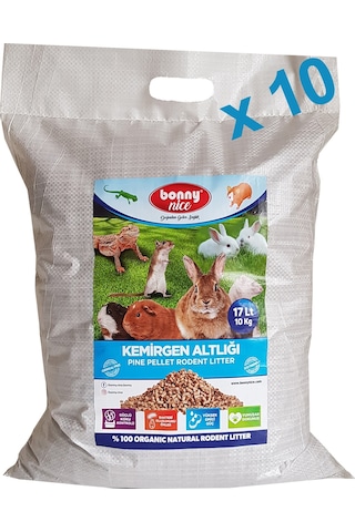 Bonny Nice Organik Sürüngen Taban Kumu Çam Pellet 10 KG 17 L x 10