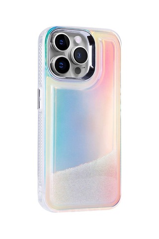 Apple Uyumlu iPhone 14 Pro Kılıf Airbagli Renkli Arka Yüzey Boncuk Tasarımlı Zore Kumul Kapak Şeffaf
