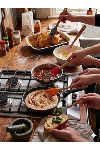 Silikon Mini Spatula Seti, 5 Li Renkli Bambu Saplı Isıya Dayanıklı Mutfak Spatulası Ve Fırça Yapışmaz Yüzeyler İçin Kek, Pasta Ve Yemek Yapımı 0