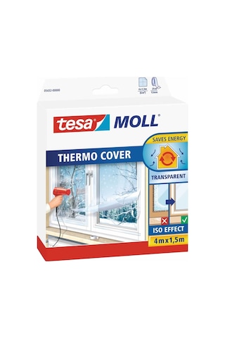 Tesamoll Pencere İzolasyon Yalıtım Filmi Termo Kılıf, Şeffaf, 4m X 1.5m