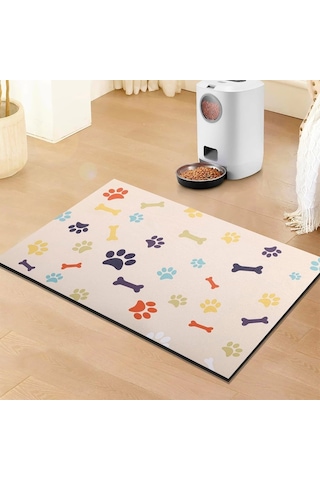 Matgo Pati Renkli Kemikler Evcil Hayvan Beslenme Matı Mama Paspası 50 x 70 CM