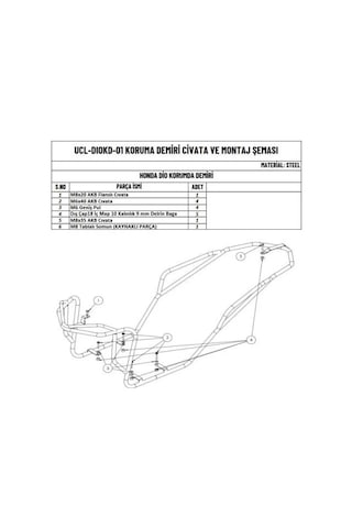 Moto Üçel Honda Dio Uyumlu Etraf Koruma Demiri