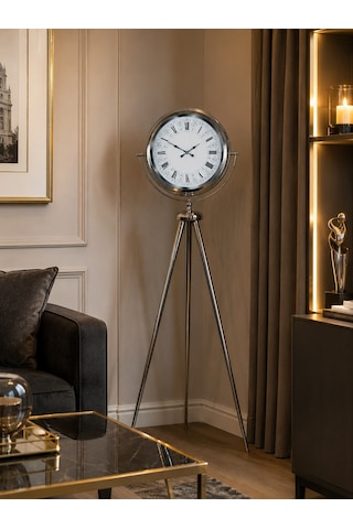 Büro Ev Ofis Dekoru İçin 150x45cm Krom Metal Saray Zarafeti Tripod Ayaklı Saat Diğer
