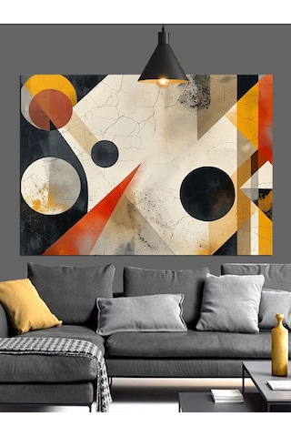 Geometrik Desen Soyut Sanat Dekoratif Kanvas - Mdf Ahşap Tablo