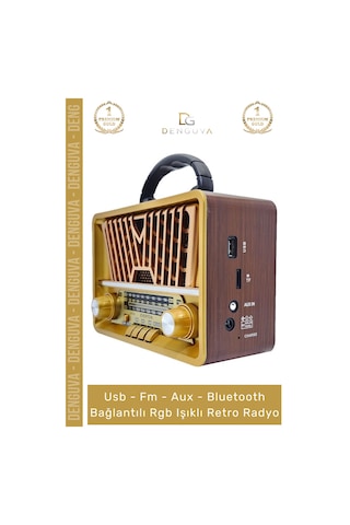 Radyo Nostaljik Bluetooth Radyo Ahşap Usb Aux Girişli Şarjlı Retro Mp3 Player Müzik Kutusu