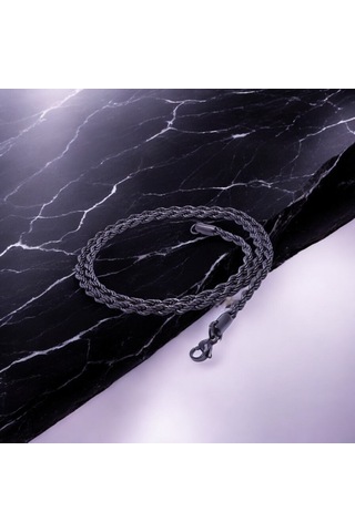 Fm Sarmal Halat Çelik Kolye 4mm 3183cek056 Siyah