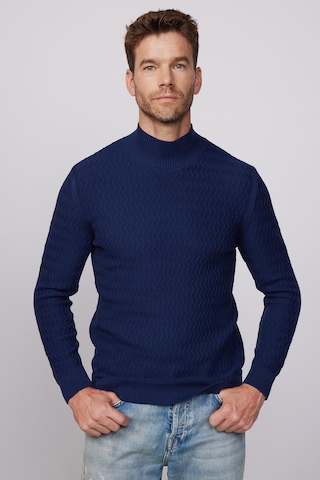 Tudors Slim Fit Dar Kesim Yarım Balıkçı Yaka Desenli Tüylenmeyen Lacivert Erkek Kazak-28656-lacivert Lacivert