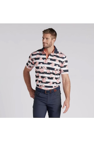 Puma Garden Pique Polo Çiçek Baskılı Erkek Golf Tshirt Deep Navy-melon Punch 01