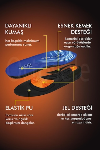 Ortosole OS203 Ark ve Jel Destekli Spor Tabanlığı Ortopedik Tabanlık