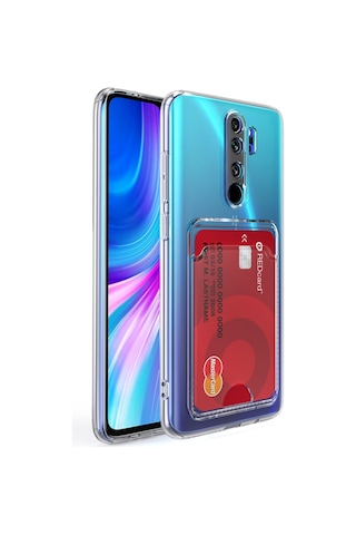 Kvy Xiaomi Redmi Note 8 Pro Kamera Korumalı Kartlıklı Setra Şeffaf Silikon Kılıf