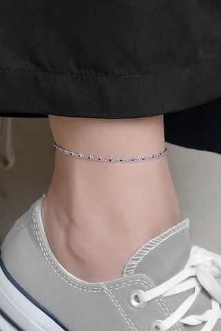 Lavinya 18 Ayar Beyaz Altın Kaplama 25 Cm Gümüş Hal Hal Pembe